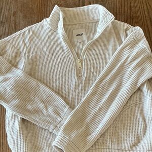 Aerie Textured Cream Half-Zip Pullover